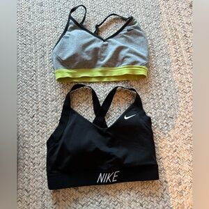Nike Gray and Black Sports Bra with Neon Trim